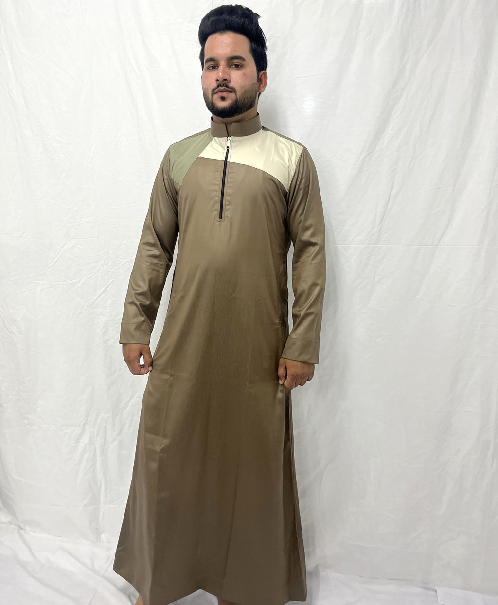 Coffee Brown Jubba with Contrast design