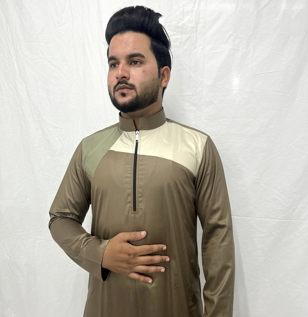 Coffee Brown Jubba with Contrast design