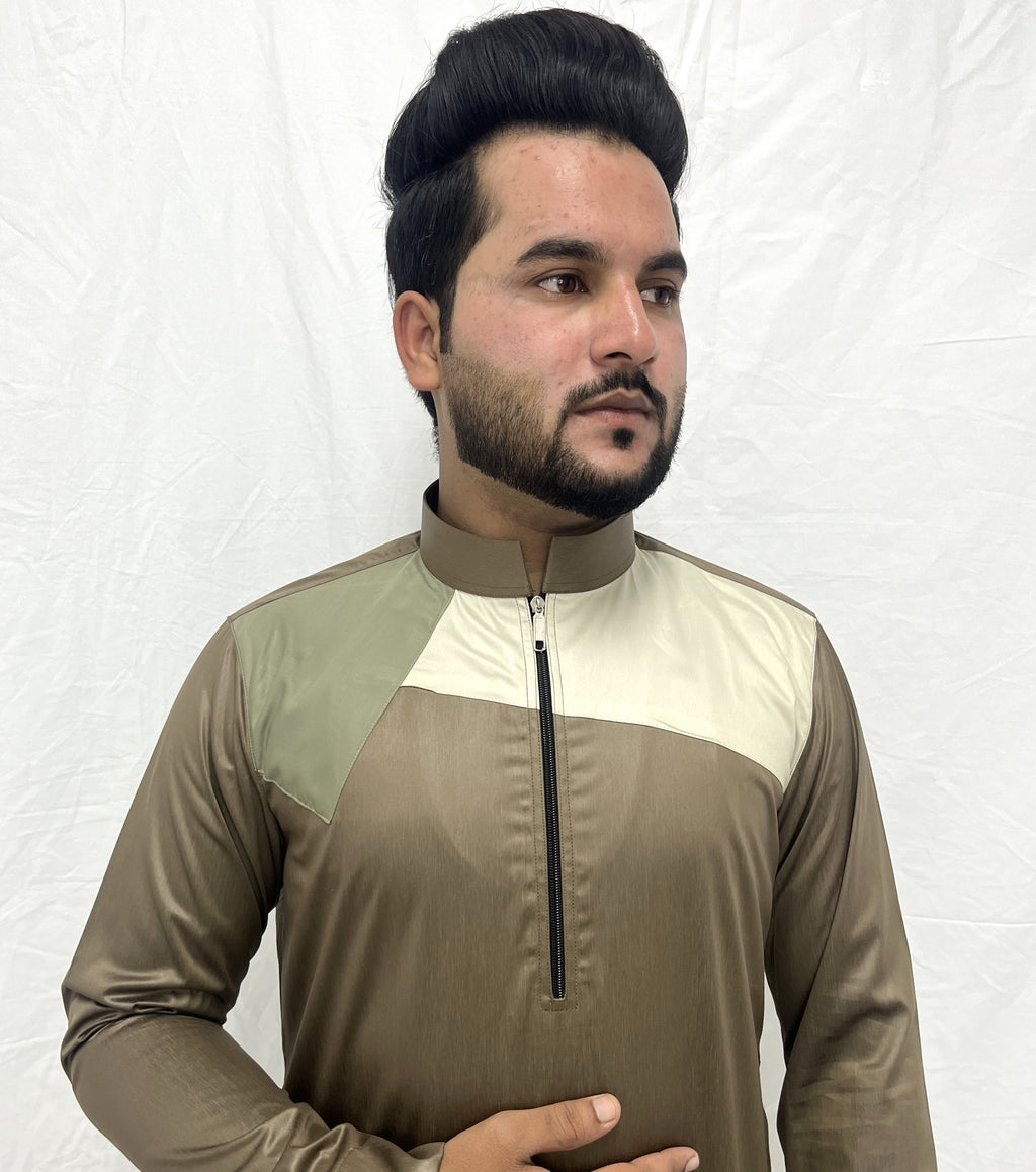 Coffee Brown Jubba with Contrast design