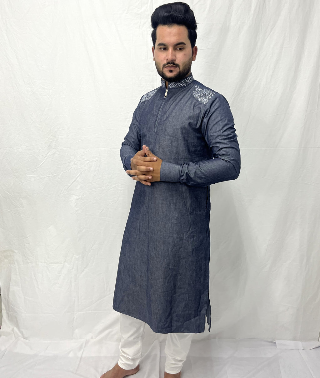 Denim Kurta with embroidery touch