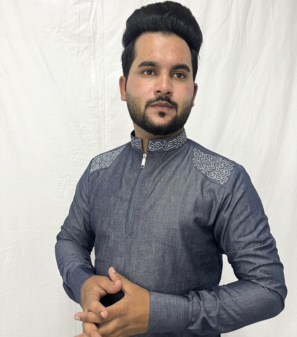 Denim Kurta with embroidery touch
