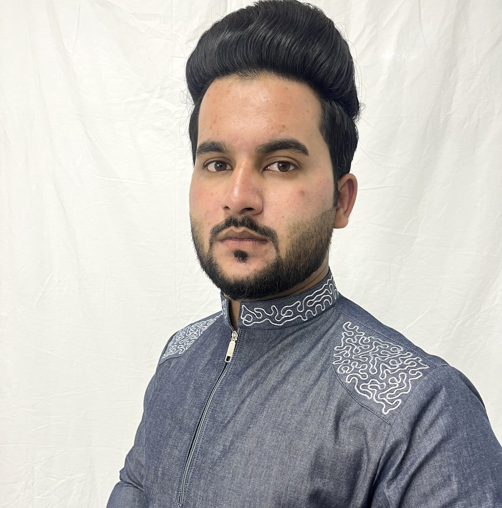 Denim Kurta with embroidery touch