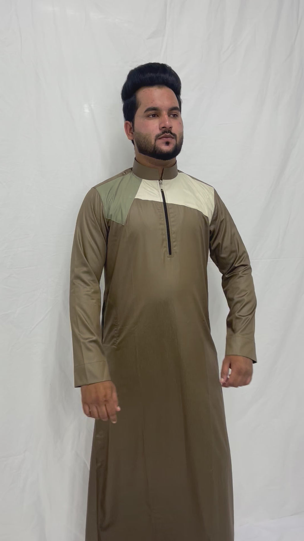Coffee Brown Jubba with Contrast design