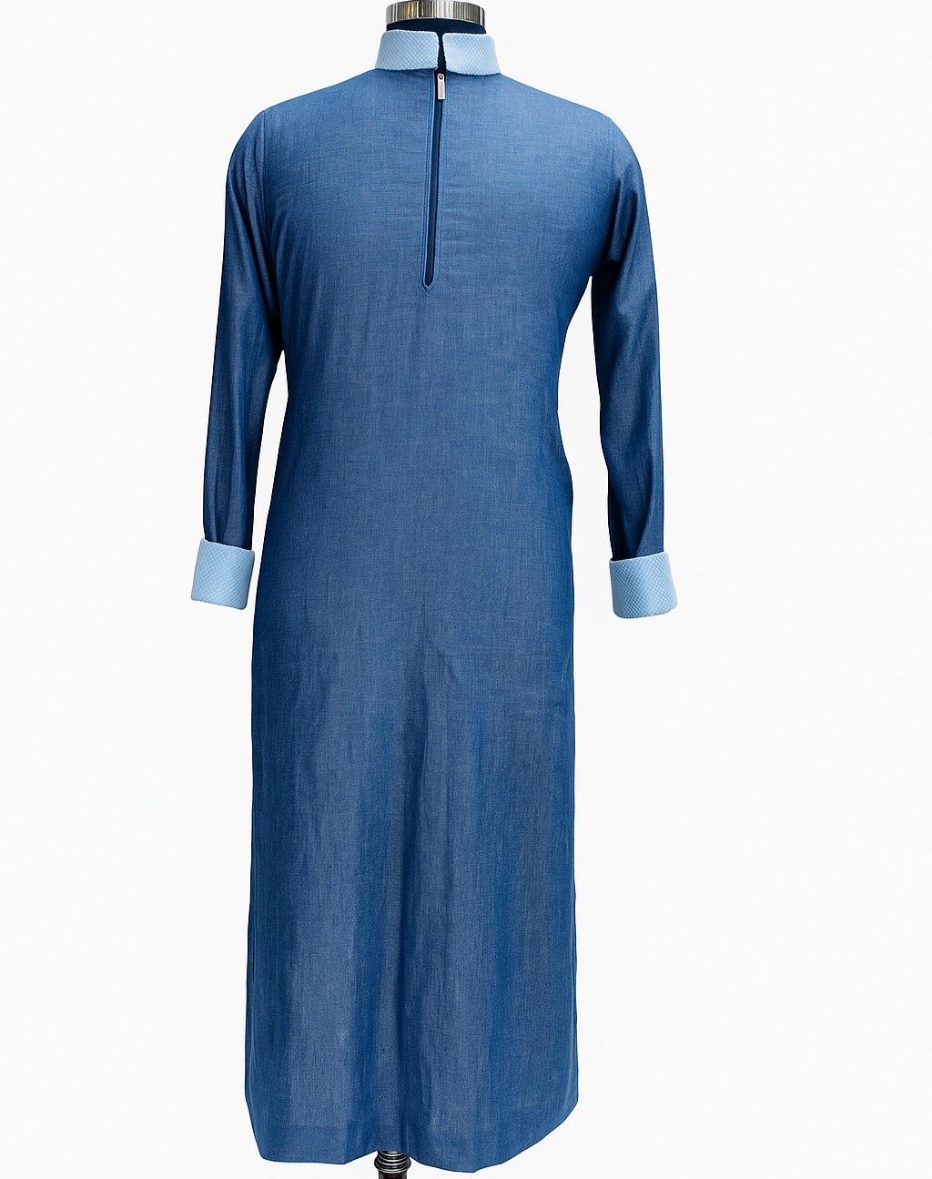 Denim Blue Collar Jubba with front Zip
