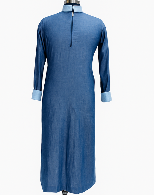 Denim Blue Collar Jubba with front Zip